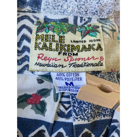Reyn Spooner Button Up Aloha Shirt Mele Kalikimaka Christmas 1998 Size Medium - Picture 3 of 12